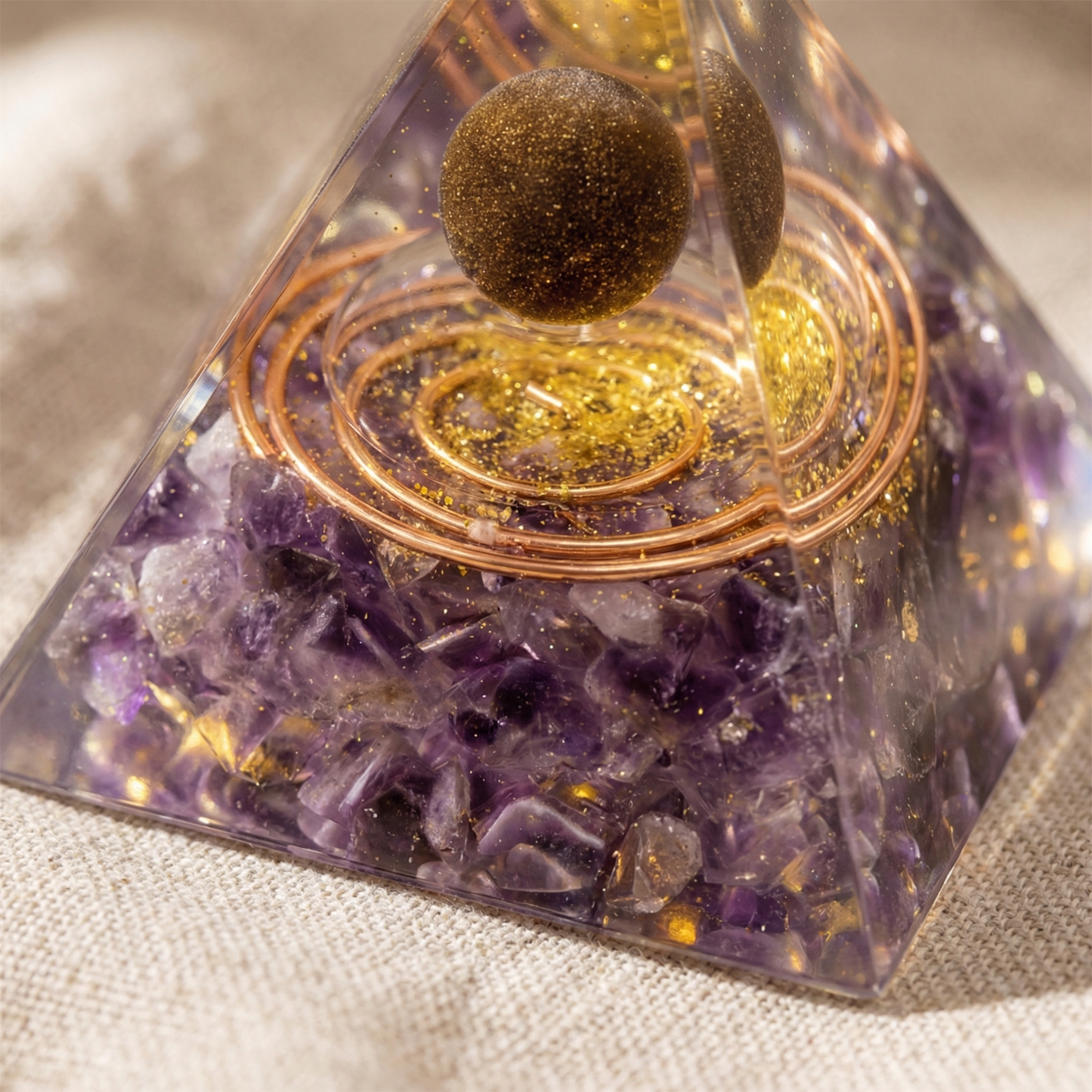 Orgonite Pyramid in Amethyst – Empath Protection & Mental Peace