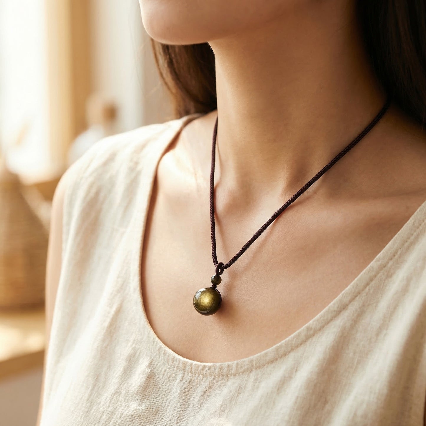 Golden Obsidian Personal Shield — EMF Protection Pendant