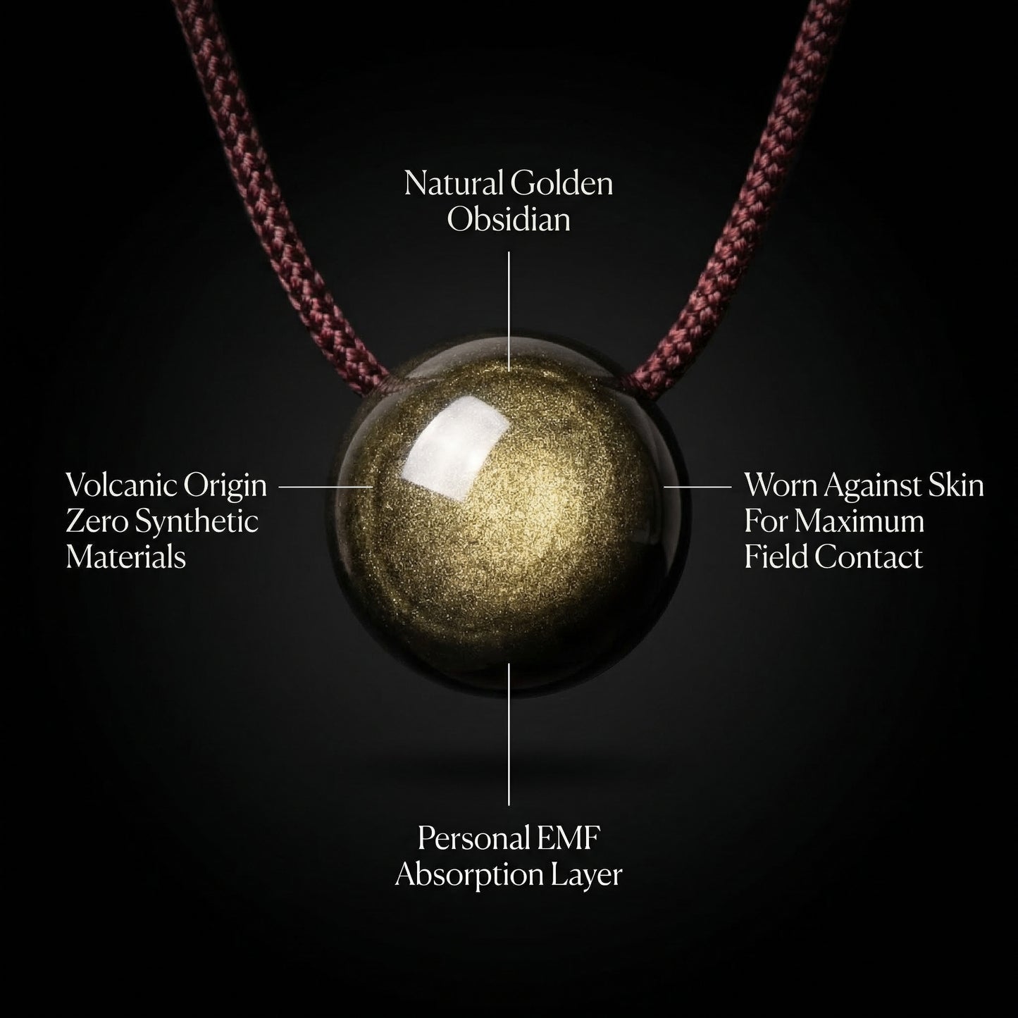 Golden Obsidian Personal Shield — EMF Protection Pendant