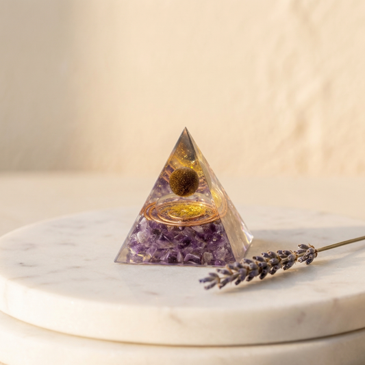 Orgonite Pyramid in Amethyst – Empath Protection & Mental Peace